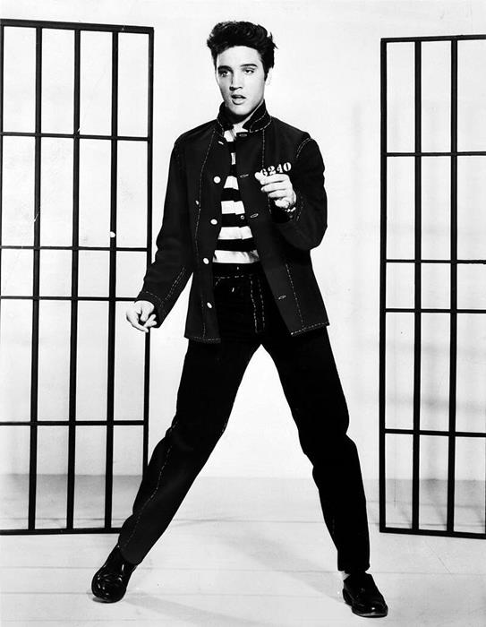 Jailhouse Rock depicts singer Elvis Presley to promote the film Jailhouse Rock