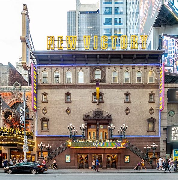 The façade of the New Victory Theater