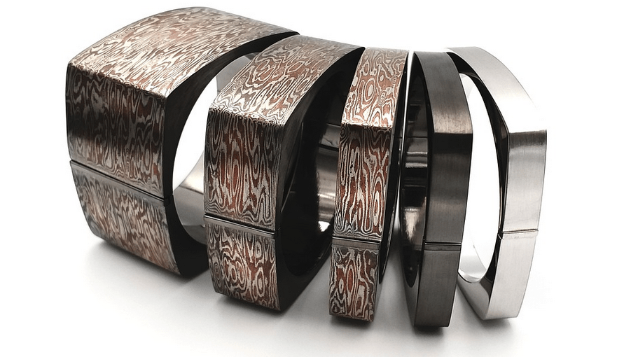 Ring bracelets made out of Damascus steel