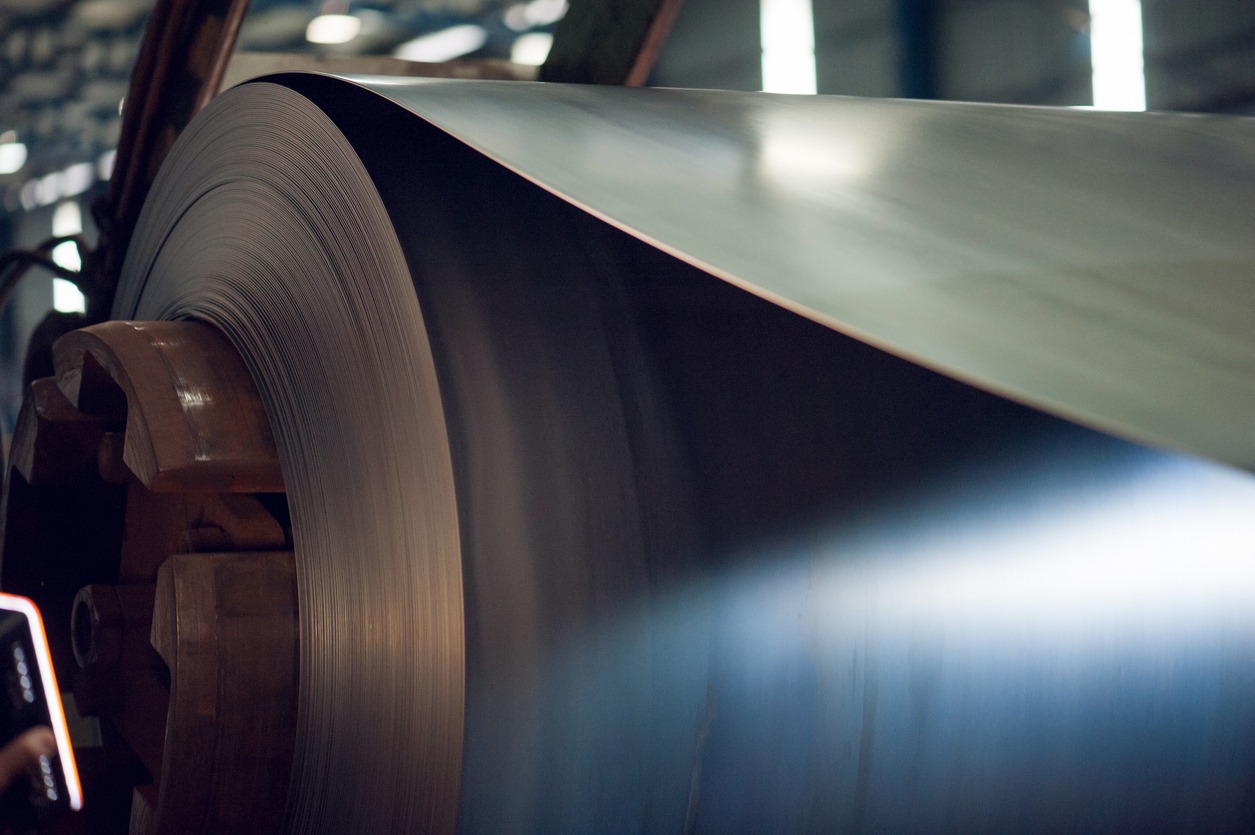 Large aluminium metal steel rolls in the factory
