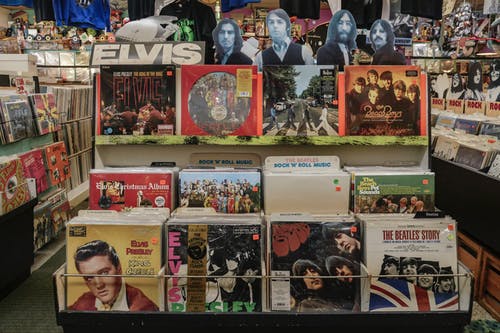  A display of various vinyl records