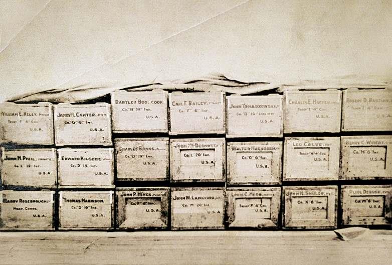 Coffins of American soldiers killed in the Philippine-American War