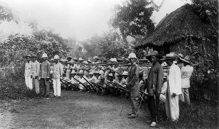 Filipino soldiers outside Manila in 1899