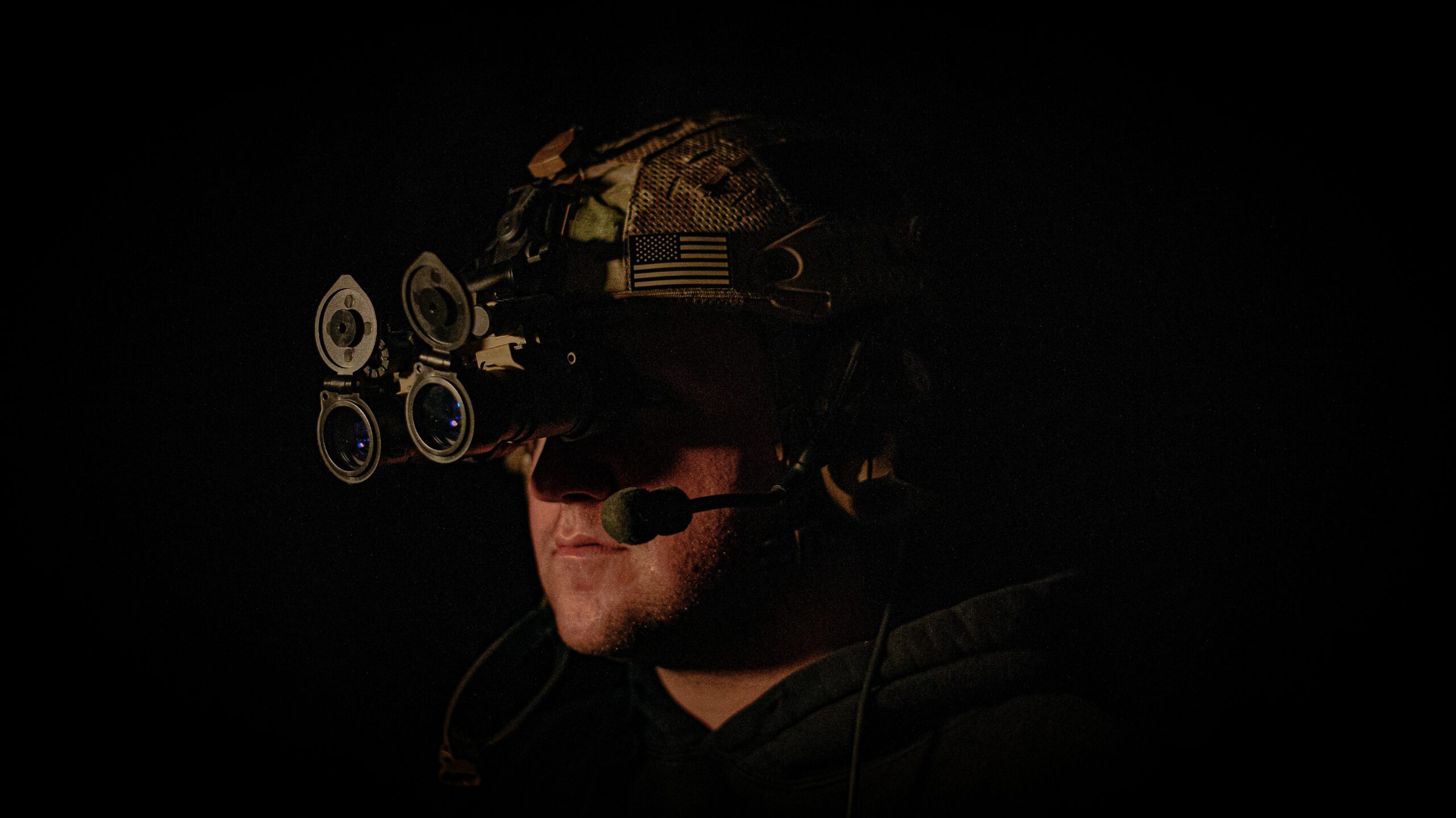 night vision goggles installed on a helmet