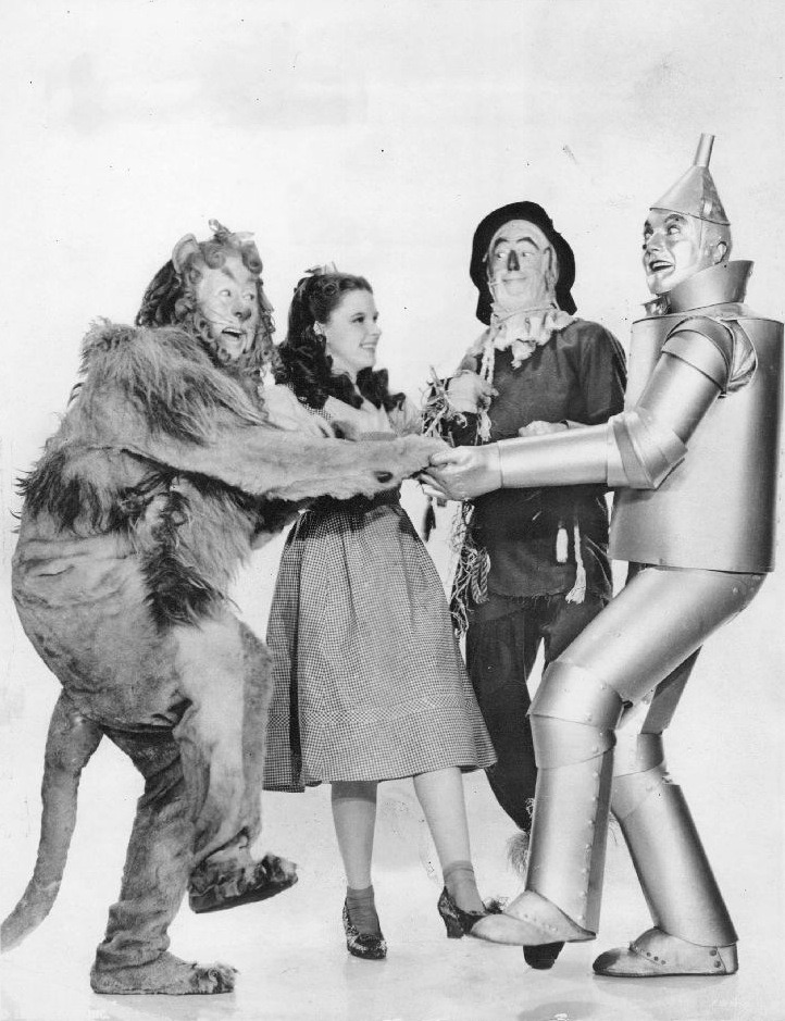 The Cowardly Lion, Dorothy, the Scarecrow, and the Tin Man
