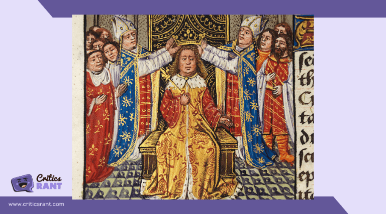 The coronation of Alexander holding a sword