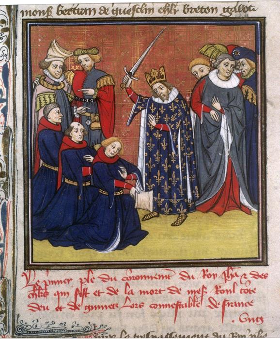 King John II of France in a ceremony of "adoubement"