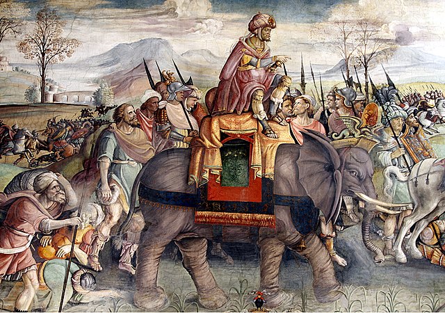 Hannibal's celebrated feat in crossing the Alps with war elephants