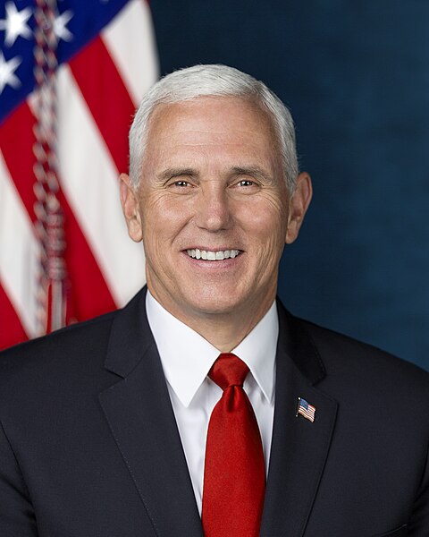 Vice President Michael Pence poses for his official portrait at The White House, in Washington, D.C.